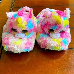 TY tie dye Unicorn Slippers pre-owned size 2/3